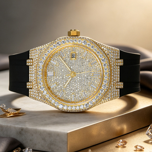 Reloj de Oro de Moda Hip Hop con Diamantes, Bisel Cuadrado, Reloj de Moissanita VVS, Correa Personalizada, Logotipo Iced Out, Reloj Bust Down para Hombre, ODM - Product Image 6