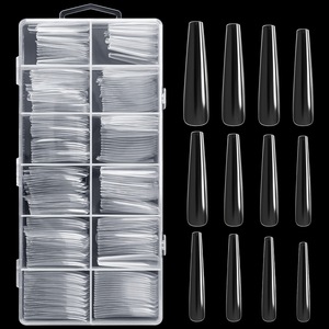 Offre Spéciale – 240 faux ongles en plastique PP à couverture complète, extra longs, transparents, forme cercueil, pour pose rapide (gel) - Product Image 1