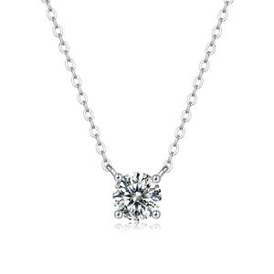 Elegante 1/2 Karat Moissanit-Halskette für Damen, 925 Sterling Silber Platinbeschichtet, Solitär-Anhänger, Premium-Schmuck - Product Image 1
