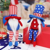 Poupée sans visage à jambes longues, cadeau du Jour de l'Indépendance, poupée en peluche, pendentif couple assis avec chapeau haut pour la Fête Nationale des États-Unis