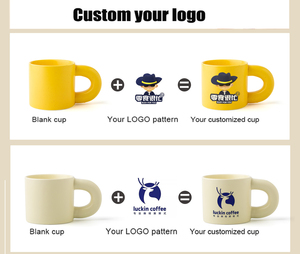 Prezzo di fabbrica logo personalizzato regalo di tè bianco latte caffè Eco ceramica ceramica tazze di grasso manico tazza di caffè per caffè stampa - Product Image 5