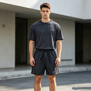 Custom Logo Men's <b>sets</b> 480gsm Black Casual Vintage Washed T-Shirt And Ripped Shorts <b>Set</b> Casual Summer Wear <b>Sets</b> for Men - Product Image 2
