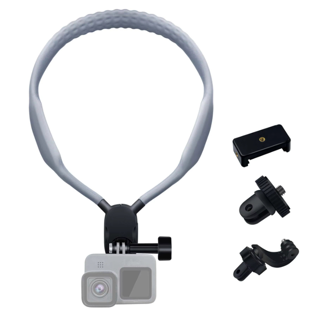 New arrival wholesale portable 360 adjustable recording vlog mobile phone outdoor sports bicycle plaid neck hanging bracket