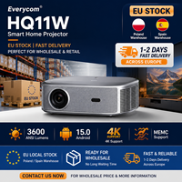 Projecteur LED HQ11W de l'entrepôt UE, 3600 Lumens ANSI avec Dolby Audio, Android 15 et autofocus, projecteur 4K pour home cinéma