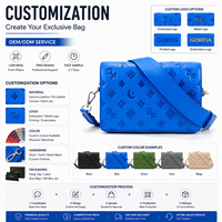 GORFIA Hombres Patrón en relieve Crossbody Bag Elegante azul PU Bolso de hombro de cuero con correa ajustable para uso diario y salidas