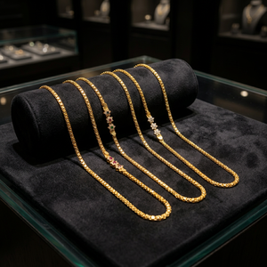 Wholesale 14K 18K 24K Micro Gold Mopu Chain Necklaces, Traditional Jewelry, Gold Plated CZ Stone Chain Necklaces, Brass Chain. - Product Image 2