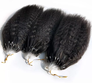 Microlínea de <span class=keywords><strong>pesca</strong></span> de colores, cabello humano brasileño 100% virgen, colores personalizados, enlaces de cabello, microanillo grueso, extensiones de cabello con cuentas - Product Image 3