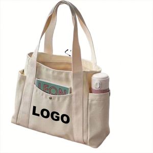 Bolsos de Hombro de Lujo para Mujer con Logotipo Personalizado de Alta Calidad, Bolsa de Compras de Lona Reutilizable Ecológica con Bolsillos - Product Image 1