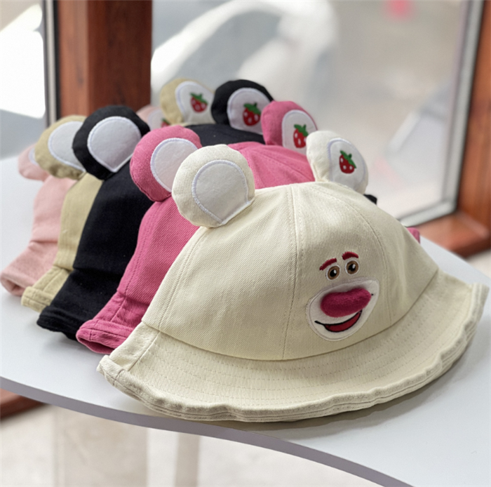SZ410 Custom Logo Strawberry Bear Bucket Hat - Sun Protection