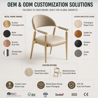 Chaise de salle à manger en cuir pleine fleur avec accoudoirs, chaise de luxe légère pour le thé et les réceptions, chaise à dossier en acier inoxydable pour balcon et loisirs