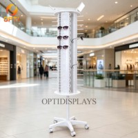 Customizable Revolving Eyeglasses Display Stand, Spinning Sunglasses Holder Rack with Wheels for Retail, Wholesale