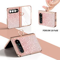 Coque de protection intégrale de luxe avec anneau support et paillettes brillantes pour Xiaomi 18 Fold 5G