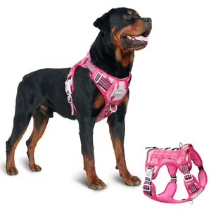 OEM kustom ungu merah muda Reflektif tali anjing tanpa tarik grosir disesuaikan pengendali mudah taktis harnes anjing untuk berjalan