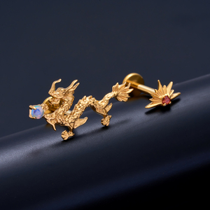 Piercing de <span class=keywords><strong>nez</strong></span> en titane G23 16G, bijou or et zircon rouge pour tragus, cartilage, conque, hélix avant, bijoux d'oreille - Product Image 4