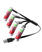 EBL Mini Paquete de Baterías Recargables AA Dobles de 1.5v, Batería de Litio con Cable USB-C Tipo C