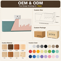 Comptoir de réception moderne et durable en bois pour maternelle, éducation préscolaire, garderie, centre commercial, hôtel, personnalisable