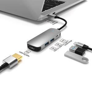 2026 jmax 4 in 1พอร์ต USB 3.0 Type C <span class=keywords><strong>4K</strong></span> HDTV อะแดปเตอร์ฮับหลายพอร์ตชาร์จ <span class=keywords><strong>pron</strong></span>-HUB USB Docking Station พร้อม LED - Product Image 3