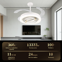 Économie d'énergie contemporaine 48 pouces ventilateur de plafond escamotable décoratif mené par éclairage d'intérieur avec la lumière pour l'hôtel