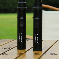 Briquet à gaz butane gonflable avec interrupteur de sécurité réglable pour bougie, camping, barbecue, cuisine, grande flamme