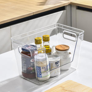 Modern Clear PET Transparent <b>Storage</b> Box Bamboo Lids Square Kitchen Pantry Organization <b>Stackable</b> Open Front Warehouse Food - Product Image 4
