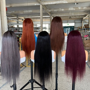 Peluca Mavis sin pegamento, cabello humano brasileño Remy HD para encaje frontal, cutícula virgen alineada, lisa, transparente, rojiza - Product Image 2