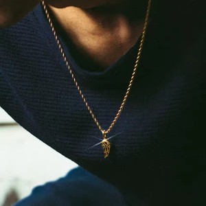 Collar con colgante de alas doradas y plateadas para hombres y mujeres, estilo hip-hop, cadena de aleación, joyería unisex, amuleto con temática cristiana - Product Image 5