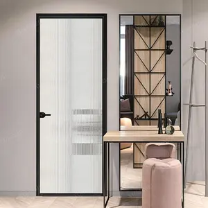 新しいデザイン中国アルミトイレ浴室キッチン装飾アルミガラススイングドア