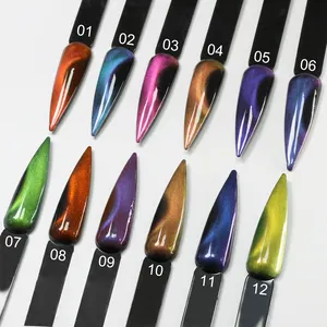 2024 nuevo 12D Gemstone Cat Eye Gel 12 colores brillante Meteor Cat Eye Gel láser esmalte de uñas Gel 8ml fabricante al por mayor