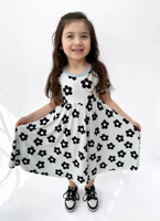 Vêtements personnalisés pour enfants Robe en bambou biologique à motif de fleurs pour filles Robe à manches bouffantes pour enfants