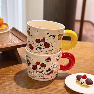 Tasse en céramique Zuo Mu avec couvercle et cuillère, résistante à la chaleur, peinte à la main, pour le café au bureau, le petit-déjeuner, cadeau pour femme, hiver 2025 - Product Image 2