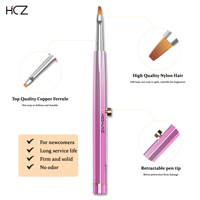 Nouveau rose dégradé ressort métal poignée Nail Art Liner brosse Logo personnalisé Liner détail rond enfants Art pinceau Nail Liner brosse