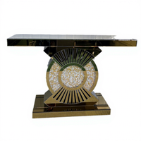 Meuble d'entrée de luxe léger doré avec miroir, console de rangement moderne et minimaliste pour villa, salon ou entrée de maison