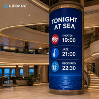 Colonne LED incurvée haute P2.5 pour l'atrium de divertissement des navires de croisière avec contenu à 360 degrés sans coupure, installation fixe