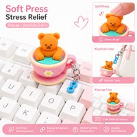 Porte-clés personnalisés mignons en PVC, jouets de bain flottants (ours, canard) et capuchons de clavier