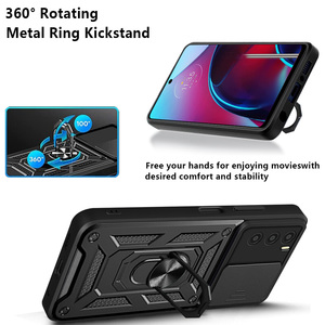 슬라이드 카메라 렌즈 커버 및 핑거 링 홀더 킥스탠드가 내장 된 모토로라 G Power 5G 2023 케이스 - Product Image 6