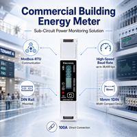 Compteur d'énergie monophasé sur rail DIN, moniteur de circuit de branche pour bâtiment commercial, 100A, connexion directe, Modbus RTU, LCD, CE, 18mm, 1DIN