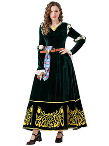 Costume d'Halloween de style médiéval, robe longue rétro vert foncé pour Brave Legend Merida COS <span class=keywords><strong>Cosplay</strong></span> Game Costumes - Product Image 5