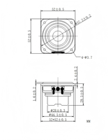 Carré de 2 pouces pour accessoires de haut-parleur, bord en caoutchouc pliable, 4 x 10W, aimant double en néodyme, étanche IPX5