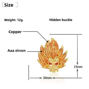 Colgante de Latón Chapado en Oro de 14k con Diseño de Anime Dragon <span class=keywords><strong>Ball</strong></span> Z, Hip Hop Cristiano para Niños, con Piedra Principal de Circonio, Regalo de Son Goku y Vegeta - Product Image 6