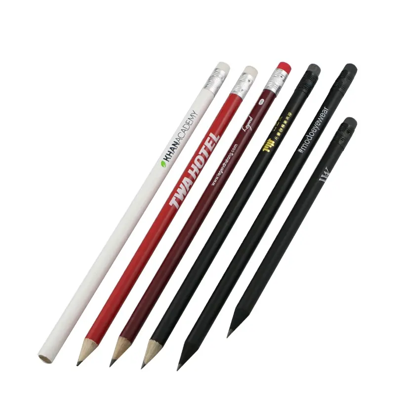 Cheap HB pencils supplier hot sale with logo personalized black pencils black wood pencil without eraser