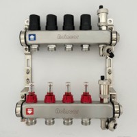 4 branches En Acier Inoxydable Collecteur de Chauffage par le Sol Radiant Ensemble pour 1/2 pouces Tuyaux Per