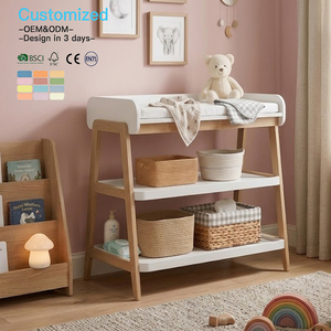 EDULAND OEM ODM CPC CE Fasciatoio a 3 Livelli in Legno per Neonati, Tavolo Cambio Pannolini per Bagno, Mobile Contenitore in Legno per Bambini - Product Image 2