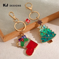Porte-clés Kenjie Original Design en forme de chaussette de Noël avec plaque en cristal électroplaqué à l'acide acétique, ornement de Noël, pendentif pour sac cadeau