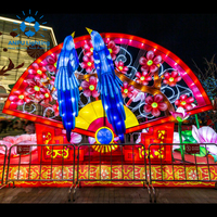 Lampes murales décoratives en forme d'éventail chinois ANPU, peintures de fleurs et d'oiseaux, Noël, métal, LED, contrôlées par application, à intensité variable, CRI élevé
