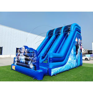 Vente flash - Château gonflable avec toboggan bleu, toboggan géant gonflable commercial pour parc d'attractions intérieur et extérieur - Product Image 1