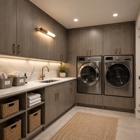 Armoire de rangement pour buanderie en mélamine sur mesure |   Meubles de cuisine modernes à panneaux plats |   Armoire de rangement pour lave-linge et sèche-linge