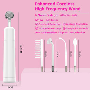 Miglior venditore 4 in 1 immagine di bacchetta ad alta frequenza cordless rosa viso collo massaggiatore per la pelle che stringe il doppio mento riduttore macchina - Product Image 5