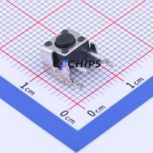 YTSD009A0432501A Tactile Switch Bent Lead Through Hole-4P,6x6mm Single Pole Single Throw Round Button 2.5N Right Angle Insert - Product Image 1