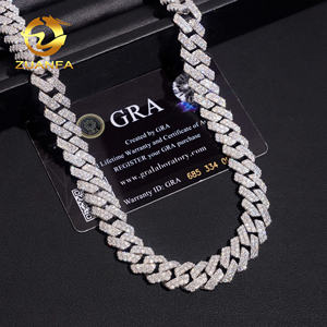 Gioielli Hip Hop di moda di lusso collana cubana da uomo in <span class=keywords><strong>argento</strong></span> Sterling 925 <span class=keywords><strong>D</strong></span> colore VVS Moissanite diamante 12MM catena a maglie cubane - Product Image 1