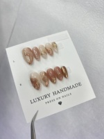 Lot de 10 faux ongles de luxe faits à la main en acrylique avec design personnalisé pour doigts, haute qualité